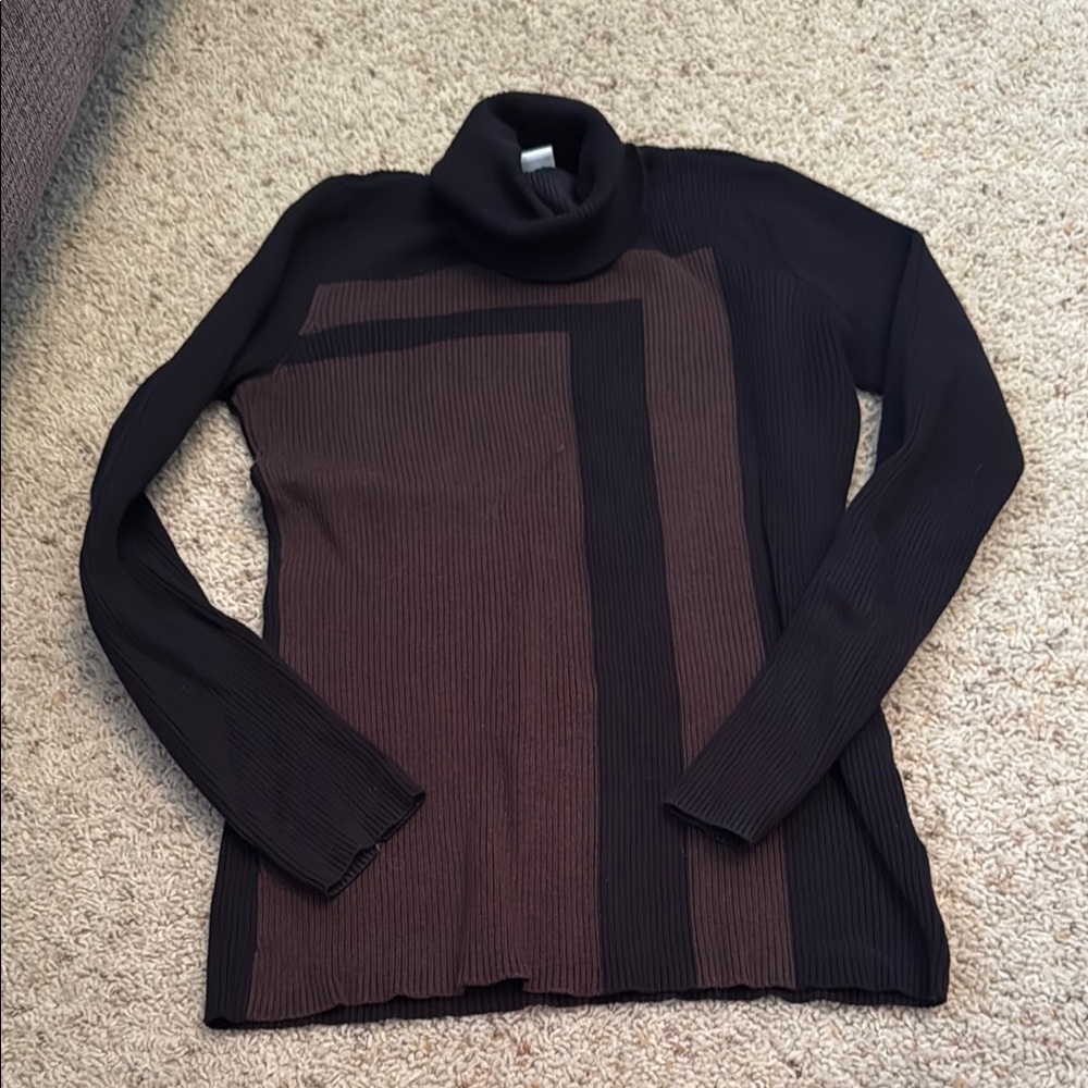 Style & Co. Black and Brown Turtleneck Sweater